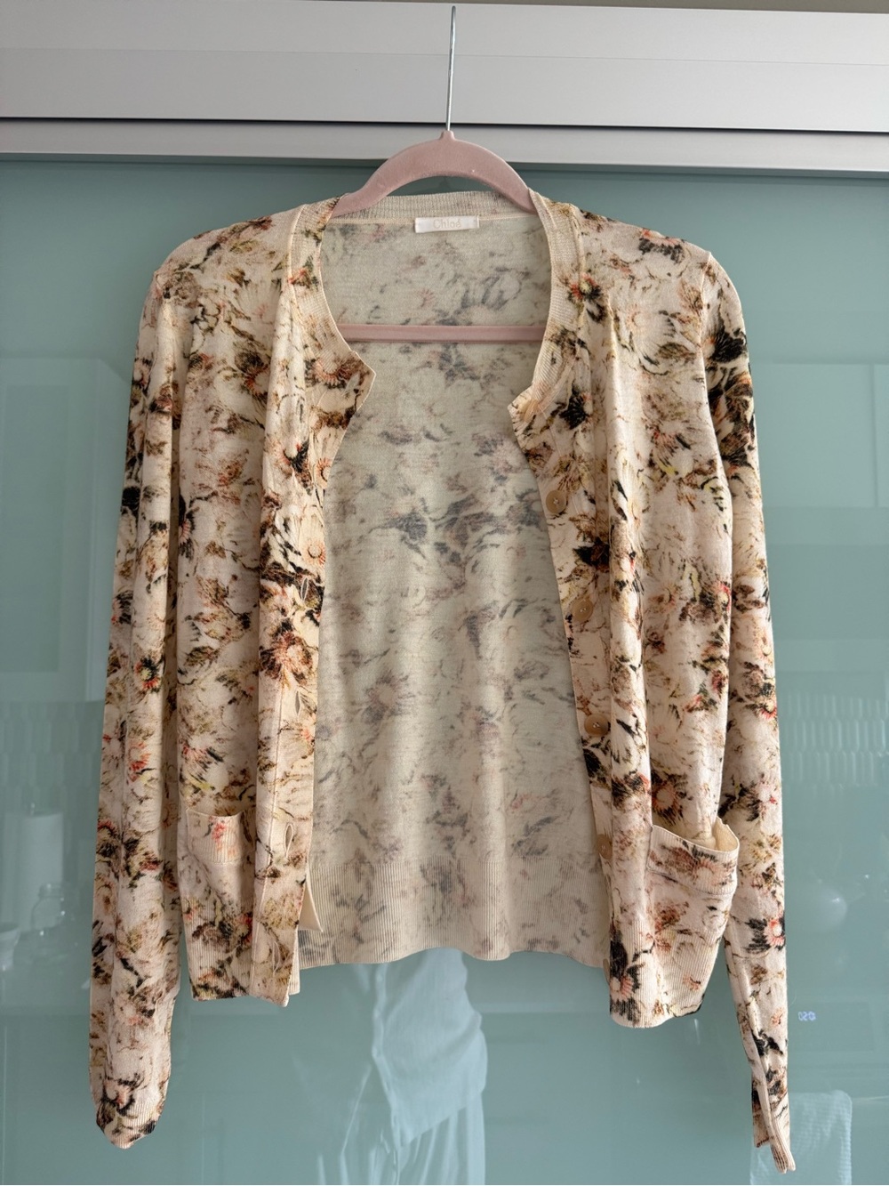 Chloe Wool Floral Cream Women's Cardigan Sweater